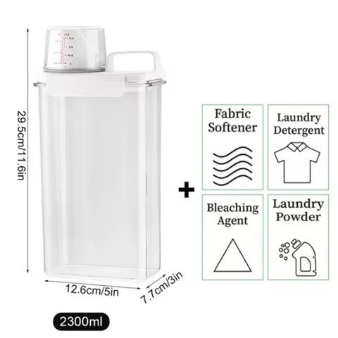 2300ML Detergent Dispenser Refillable Laundry Detergent Dispenser Empty Powder Tank Softener Bleach Storage Container with Scale