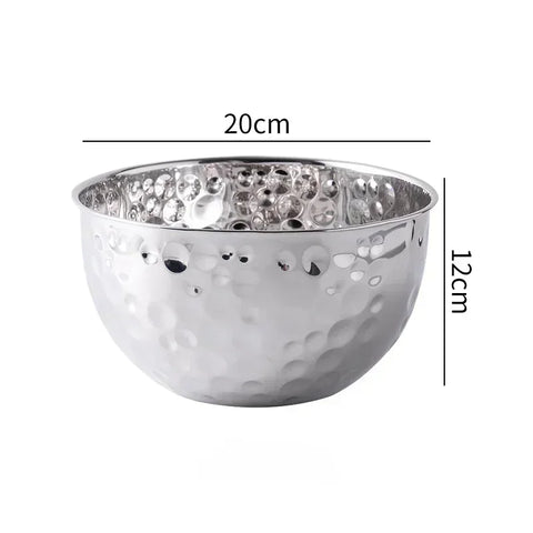 Gold/Silver Stainless Steel Hammer Point Fruit Bowl Salad Plate Egg Pot Thickened Baking Mixing Cooking Bowl Creative Decoration