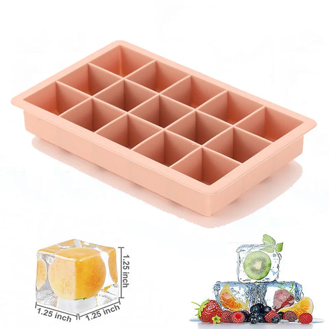 15 Grid Silicone Ice Cube Mold Big Square Ice Cube Tray Mold Ice Cube Maker Non-toxic Durable Bar Pub Wine Ice Blocks Maker