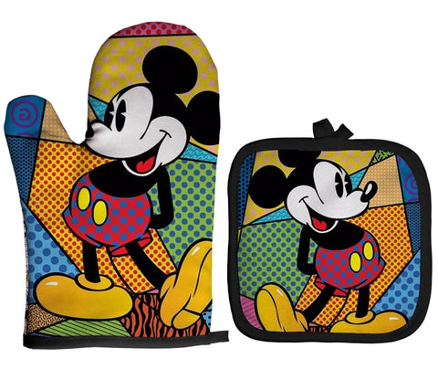 Mickey and Minnie Baking Gloves Cartoon Insulation Mat Pink Microwave Oven Mitt Anti-heat Cooking Potholders Kitchen Accessories