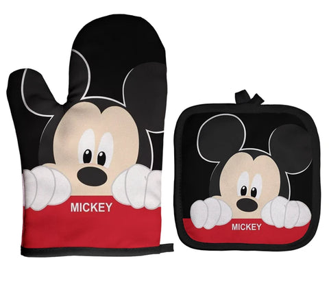 Mickey and Minnie Baking Gloves Cartoon Insulation Mat Pink Microwave Oven Mitt Anti-heat Cooking Potholders Kitchen Accessories