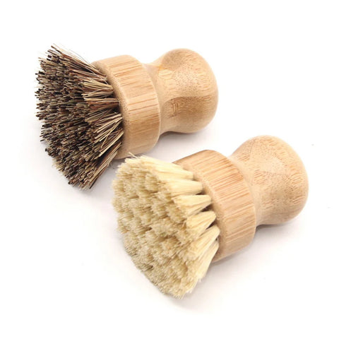 Natural Bamboo Dish Scrub Brushes, Kitchen Wooden Cleaning Scrubbers for Washing Cast Iron Pan/Pot