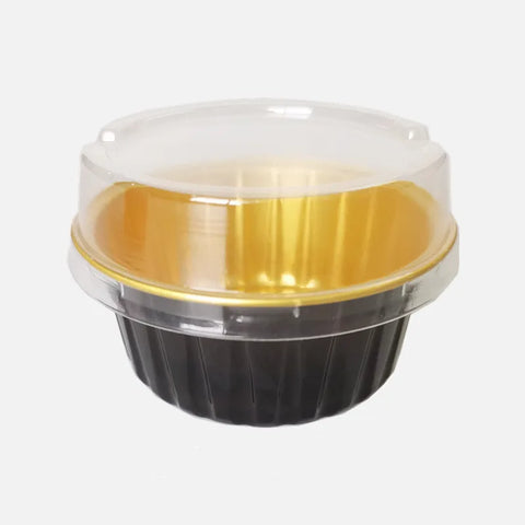 50Pcs Ramekins with Lids, 5oz Aluminum Foil Baking Cups Cupcake Muffin Liners Pudding Dessert Cups for Wedding Birthday