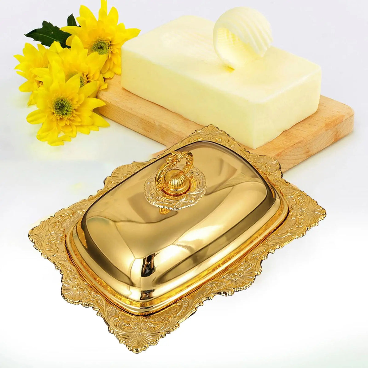 European Butter Dish Embossed Butter Container for Kitchen Fridge Festival