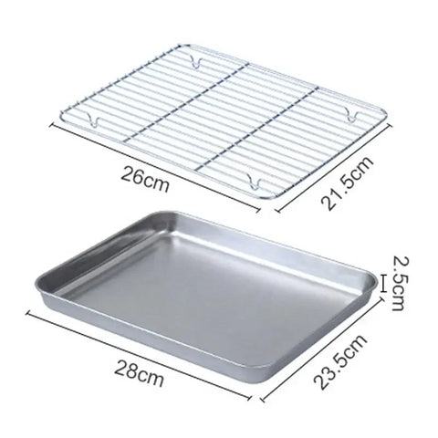 Stainless Steel Barbecue Tray Flat Chassis Multi Purpose Removable Cooling Rack Tray Set Kitchen Nonstick Cake Baking Pan