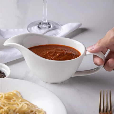 Ceramic Gravy Boats Creative Solid Color Design Steak Sauce Pot 220ml with Handle Gravy Boats Household Specialty Tableware