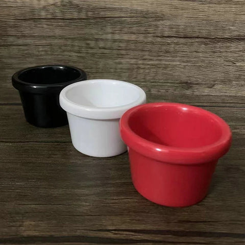 6 x 3.8cm Sauce Bowl Gravy Boats Round Glossy Melamine 6cm 50ml Black Mini Dipping Cup American Tableware For Cafe