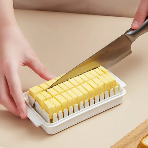 Plastic Butter Dish With Dividable Lid, Quantitative Cutting Butter Dish, Butter Airtight Preservation Container Box