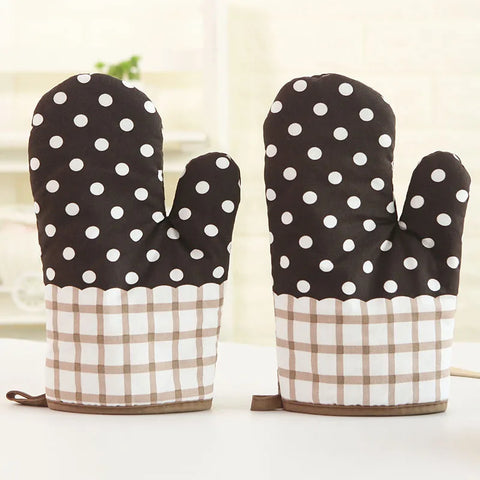 1PC New Pastoral Style Thickened Plaid Microwave Oven Insulation Gloves Microwave Oven Gloves Hot Gloves Kitchenware