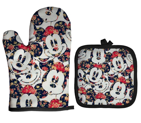 Mickey and Minnie Baking Gloves Cartoon Insulation Mat Pink Microwave Oven Mitt Anti-heat Cooking Potholders Kitchen Accessories