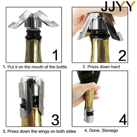 JJYY Stainless Steel Champagne Stopper Wine Beer Bottle Stopper Stainless Steel Bottle Stopper Bar Tools Fresh Leakproof