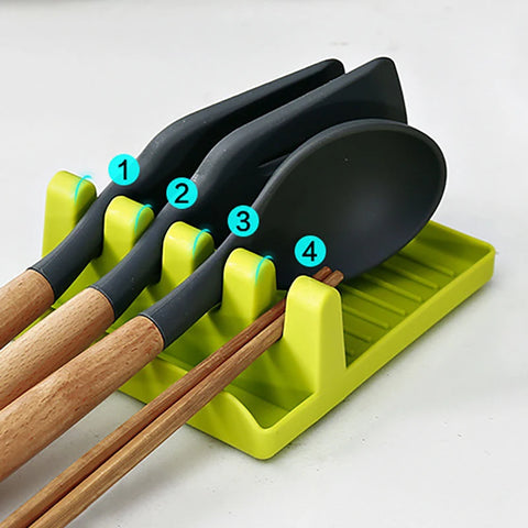 Kitchen Spoon Holders Fork Spatula Rack Shelf Organizer Plastic Chopsticks Holder Non-slip Spoons Pad