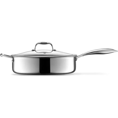 Hybrid Nonstick 5.5 Qt Deep Sauté Pan and Lid, Dishwasher and Oven-Safe, Induction Ready, Compatible with All Cooktops