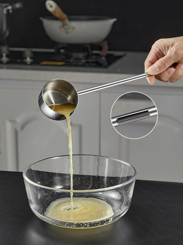 Long Handle Sauce Seasoning Spoons For Kitchen 304 Stainless Steel Soup Ladle Oil Splashing Spoon Anti Scalding Spoon