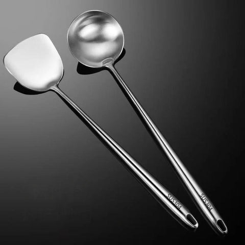 304 Stainless Steel Wok Spatula Metal Kitchen Accessories Slotted Turner Rice Spoon Ladle Cooking Tools Utensil Set Dropshipping