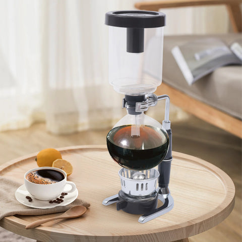 Siphon Syphon Vacuum Coffee Maker with Measuring Spoon & Stirring Rod Set Tabletop Siphon Pot Professional Home Barista Tools