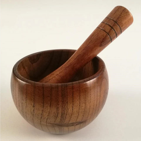 Wood Mortar and Pestle Garlic Mincer Herb Spice Masher Grinder Set for Garlic Pepper