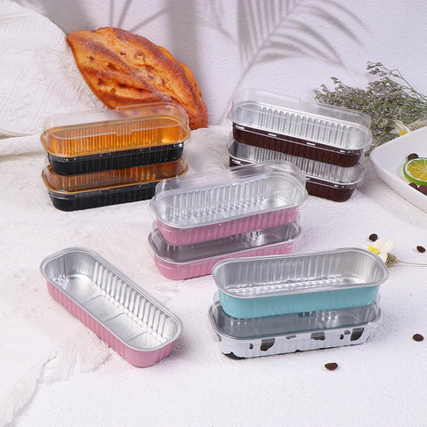 10Pcs Mini Loaf Pans With/Without Lids 6.8OZ Rectangle Aluminum Foil Baking Pans Reusable Mini Bread Containers Muffin Tins