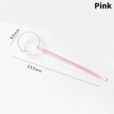 Creative Dessert Glass Spoon High Temperature Resistant Colourful Long Handle Transparent Soup Ladle Household Kitchen Spoons