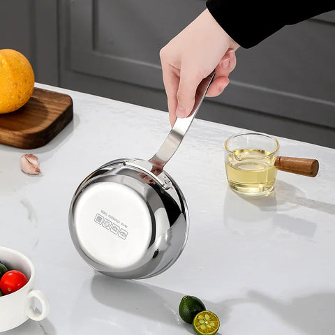 Stainless Steel Oil Pot 12cm Egg Frying Pan Mini Soup Milk Pot Cooking Saucepan Scalding-proof Kitchen Tool Cookware Accessories