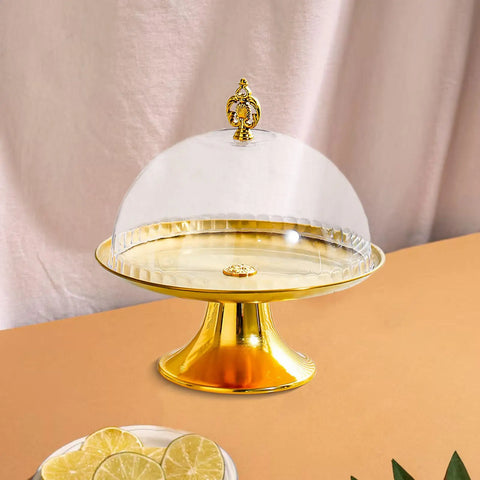 Cake Stand Round Bread Plates Elegant with Dome Cake Holder Tray High Pedestal for Dry Food Muffins Appetizers Dessert Parties