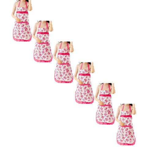 Women's Kitchen Floral Apron With Pockets And Adjustable Waist Belt Waterproof Women's Bib Apron