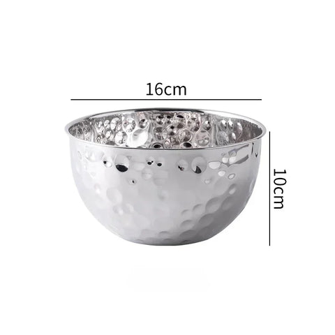 Gold/Silver Stainless Steel Hammer Point Fruit Bowl Salad Plate Egg Pot Thickened Baking Mixing Cooking Bowl Creative Decoration