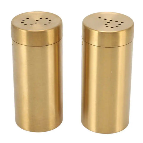 2Pcs Gold Spice Jar Stainless Steel Rustproof Screw Open Top Seasoning Shaker Bottle for Salt Sugar Pepper Paprika Spice shaker