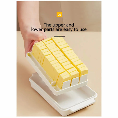 Plastic Butter Dish With Dividable Lid, Quantitative Cutting Butter Dish, Butter Airtight Preservation Container Box