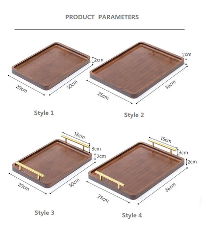 Bamboo Tray Handle New Chinese Tea Set Bamboo Hotel small Tea Tray Wooden Family Breakfast Tray Metal Handle