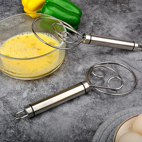 Leeseph Danish Dough Whisk, Flour Whisk, Stainless Steel Dough Whisk Mixer Blender, Bread Making Tools for Baking Mixing Sticks