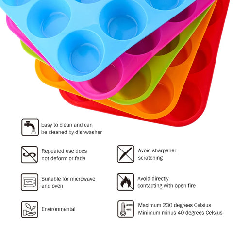 Silicone Round Mold 12 Holes Mini Muffin DIY Cupcake Cookies Fondant Baking Pan Non-Stick Pudding Steamed Cake Mold Baking Tool