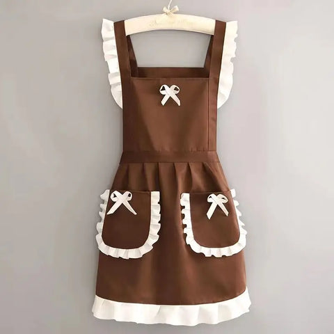 Cute Maid Outfit, Oil and Stain Resistant Apron with Waistband, Kitchen and Restaurant Work Clothes