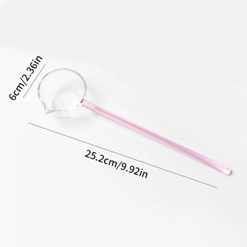 Creative Dessert Glass Spoon High Temperature Resistant Colourful Long Handle Transparent Soup Ladle Household Kitchen Spoons