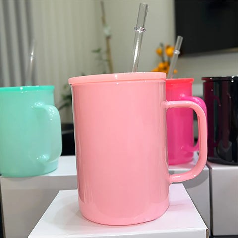 1pc 17oz Premium Sublimation Glass Mug with Straw Spill-Proof Lid BPA-Free Versatile for Coffee Perfect Daily Use Birthday Gift