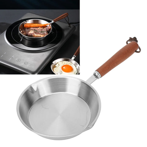 12cm/16cm Stainless Steel Frying Pan Non Stick Egg Pan Fry Pan for Household Restaurant Induction Cooker Pan