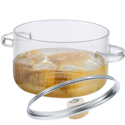 Glass Saucepan Clear Cooking Pot with Lid 1.6L Heat Resistant Glass Soup Pot Dual Handles Glass Saucepan Kitchen Cooking Tools