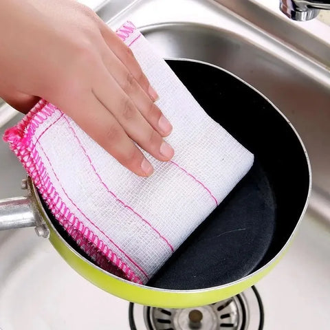 12/1pcs Cotton Dishcloth Super Absorbent Kitchen Towels Non-stick Oil Reusable Household Cleaning Scouring Pads Cloth Dish Rags