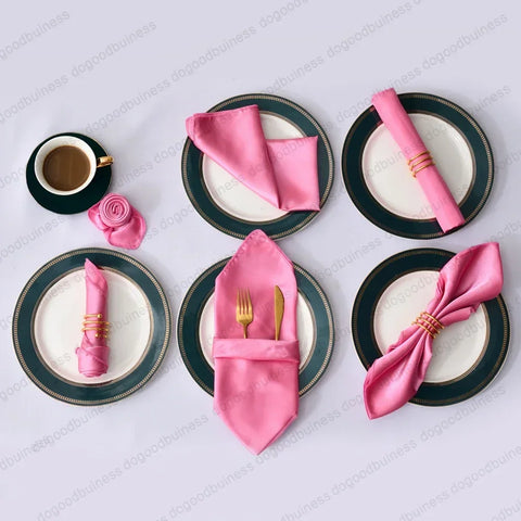 Satin Napkin Serving Square for Table Decoration, Dinner Towel for Wedding Party, Home, Hotel, Christmas, Red, 30cm X30cm, 6pcs