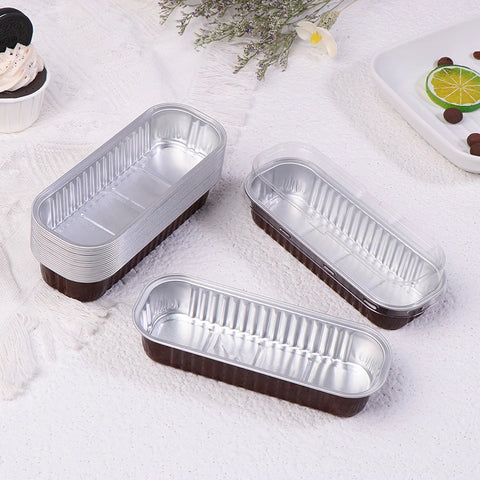 10Pcs Mini Loaf Pans With/Without Lids 6.8OZ Rectangle Aluminum Foil Baking Pans Reusable Mini Bread Containers Muffin Tins