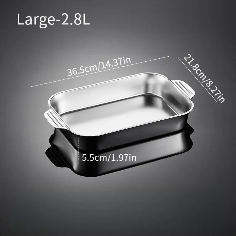 Roaster Pan Rectangular Fish Baking Pan Stainless Steel Roasting Non-Stick Grilling Trays Oven Accessories Kitchen Baking Tool