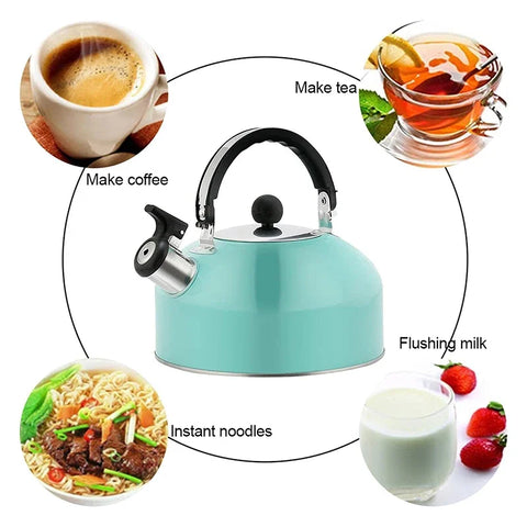 Stainless Steel Kettle Household 3L Portable Stove Gas Universal Whistle Tea Kettle Quick Hot Water Kettle with Ergonomic Handle