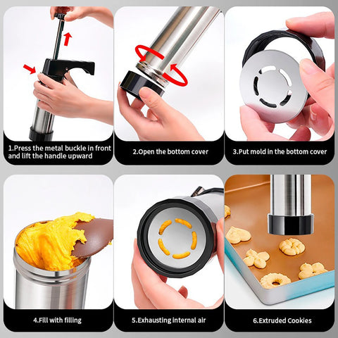 13 Cookie Shapes 8 Cream Shapes Stainless Steel Squeezing Shaping Tool Cake Nozzles Mold Sets Cookie Making Pastry Extruder