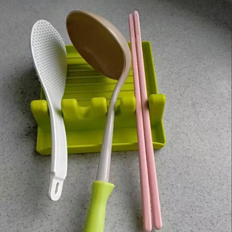 Kitchen Spoon Holders Fork Spatula Rack Shelf Organizer Plastic Chopsticks Holder Non-slip Spoons Pad