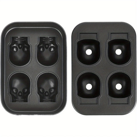 Skull Ice Ball Mold Silicone 3D Flexible Ice Cube Trays BPA Free Ice Trays For Freezer Horror Skull Head Cocktail Ice Ball Maker