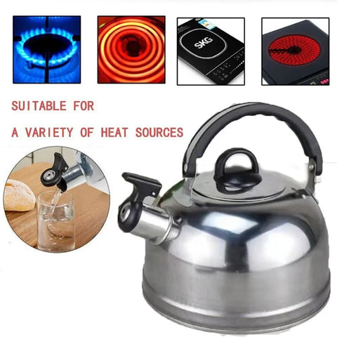 Stainless Steel Kettle Household 3L Portable Stove Gas Universal Whistle Tea Kettle Quick Hot Water Kettle with Ergonomic Handle