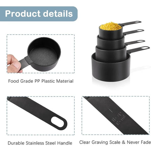 Stainless Steel Handle Measuring Cup Stackable Spoon Measuring Spoon with Dial Plastic Set for Measuring Dry Liquid Ingredients