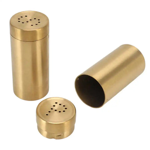 2Pcs Gold Spice Jar Stainless Steel Rustproof Screw Open Top Seasoning Shaker Bottle for Salt Sugar Pepper Paprika Spice shaker