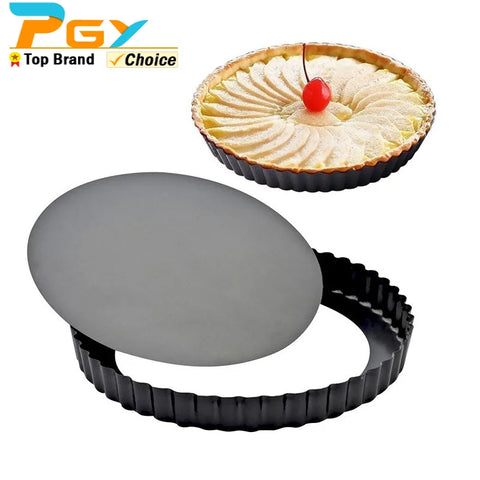 20-30cm Non-Stick Tart Quiche Flan Pan Molds Round Removable Loose Bottom Fluted Heavy Duty Pie Pizza Cake Baking Pan Bakeware