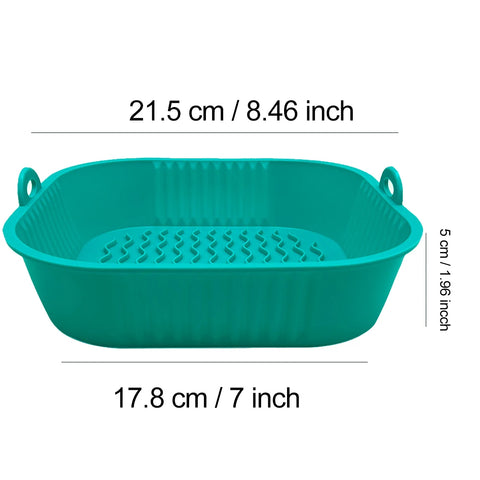 21CM Silicone Air Fryer Pot Tray BBQ Barbecue Pad Plate Airfryer Oven Baking Mold Basket Food Safe Reusable Square Air Fryer Pan